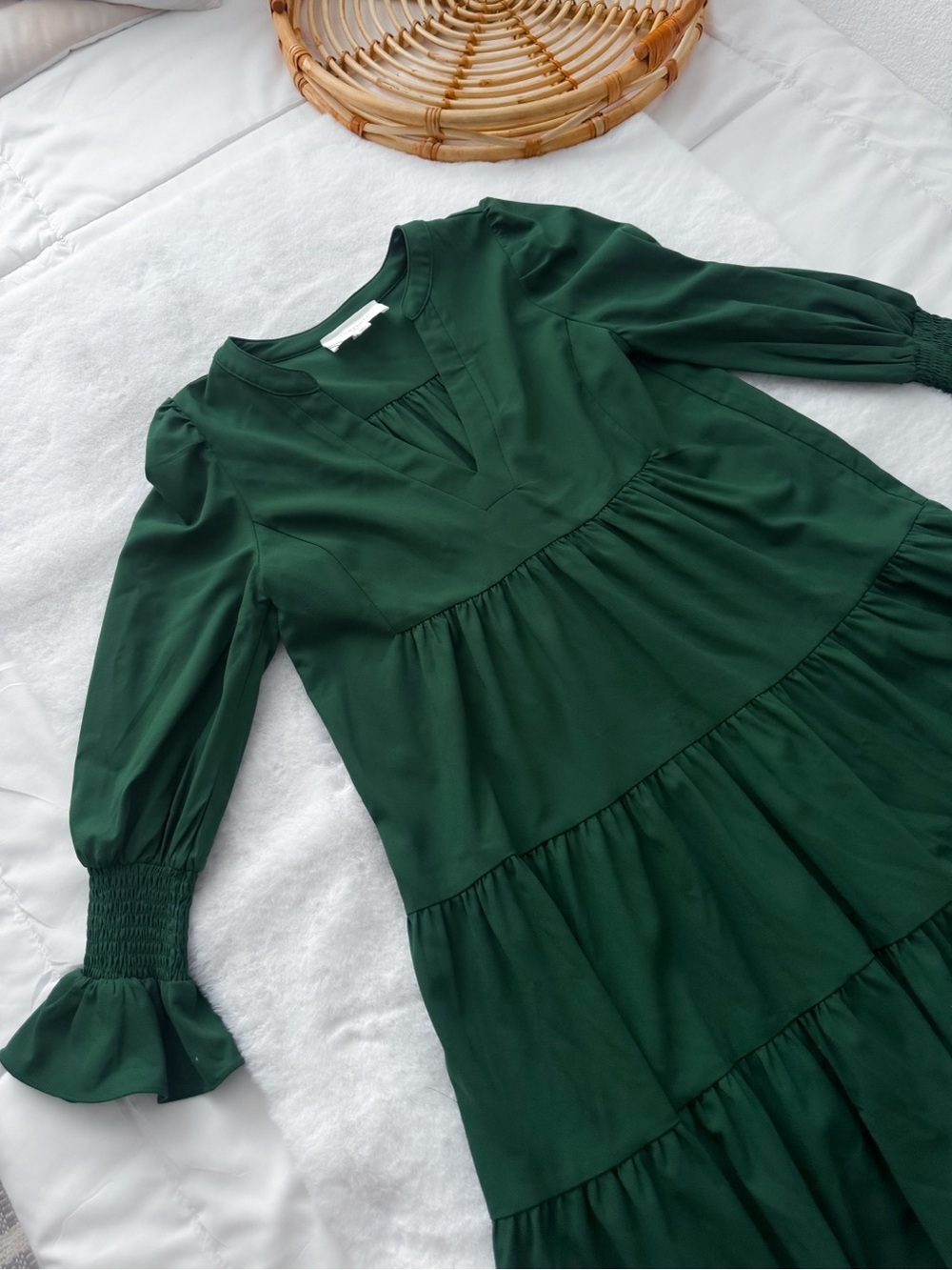 Pomander Place Tuckernuck Hunter Green Crepe Kenzo Dress - Picture 9 of 13